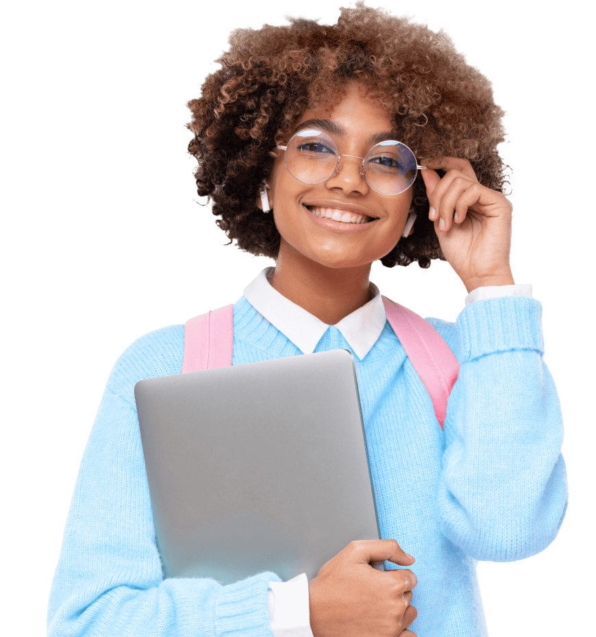 Girl with glasses and a laptop