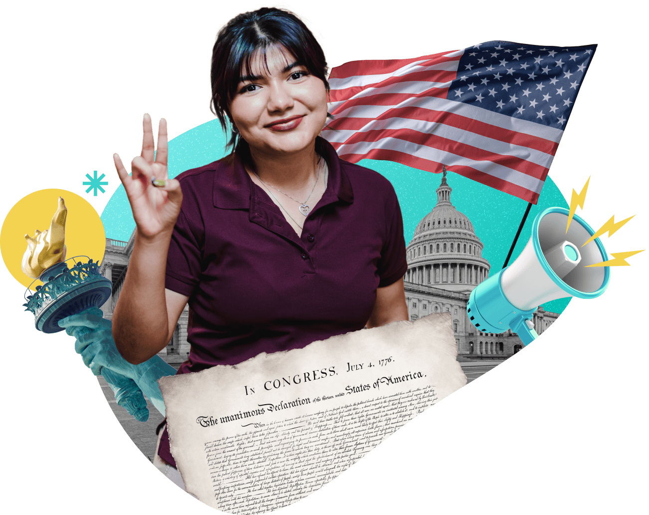 ASU Prep Student with U.S. Government symbols in the background