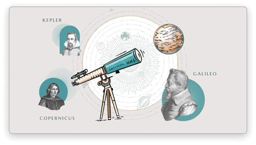 Famous Astrologers with telescope graphic