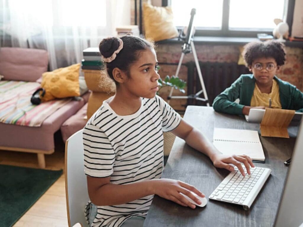 Students working from home