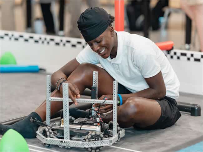 Student learning robotics