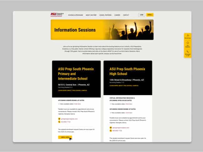 ASU Prep site: Information Sessions