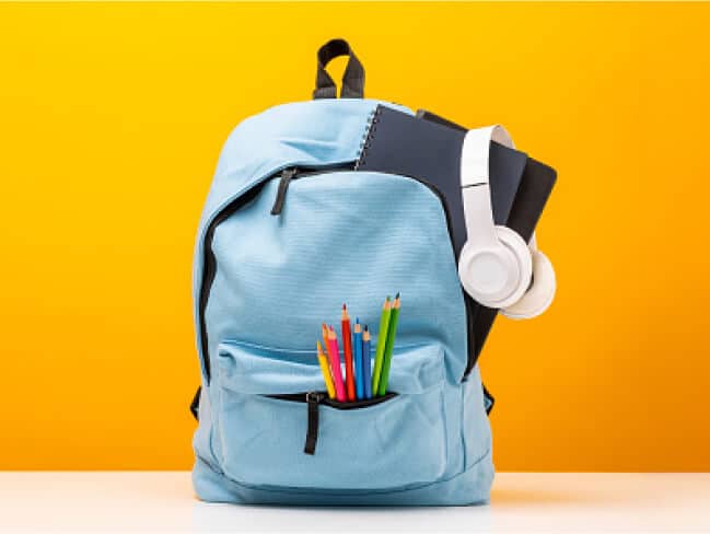 Backpack with school supplies