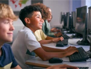 Students learning in a classroom