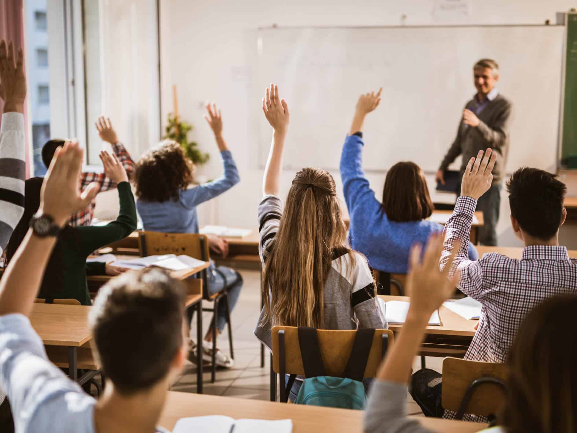 Students learning in a classroom