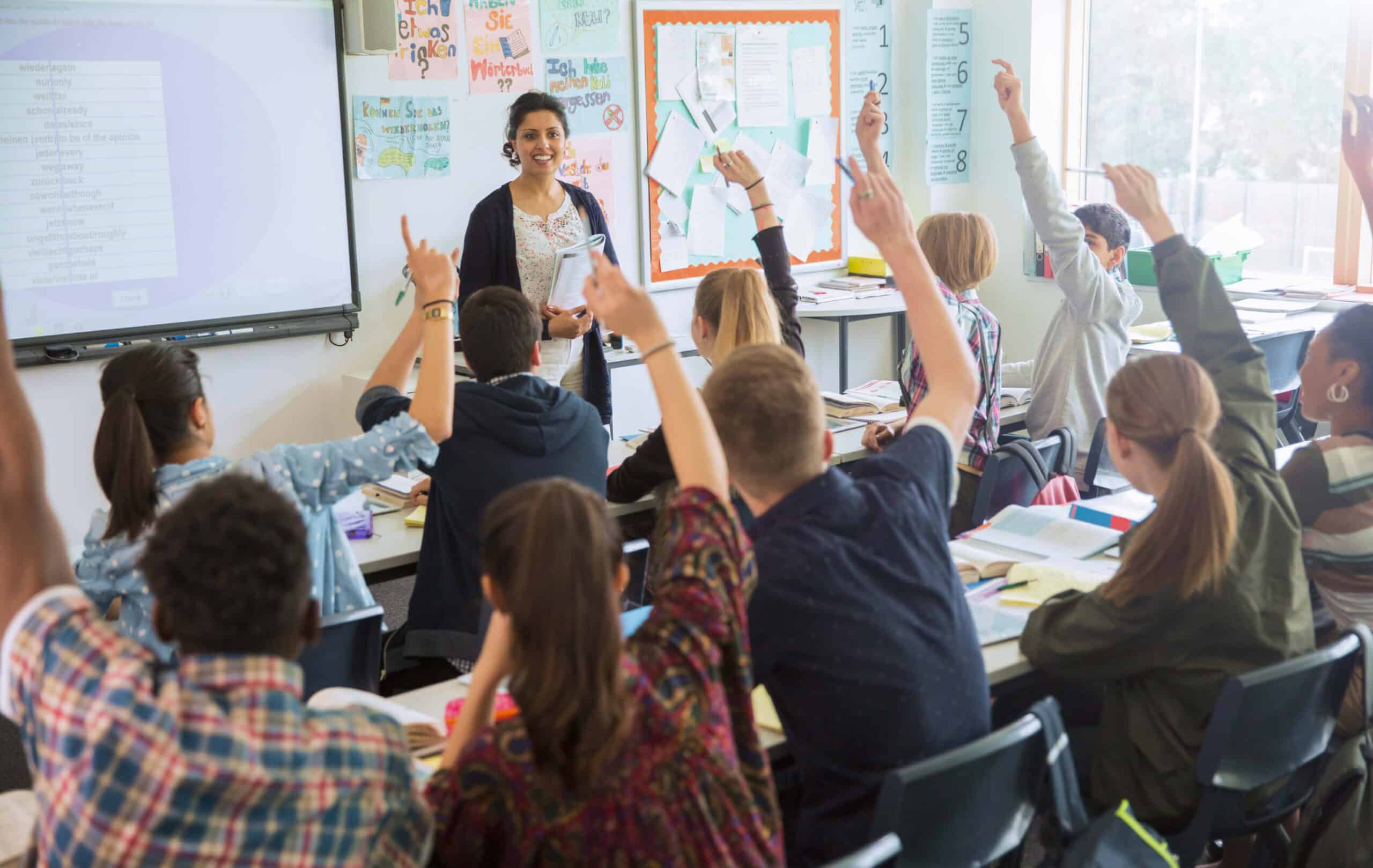 Students and teacher in a classroom