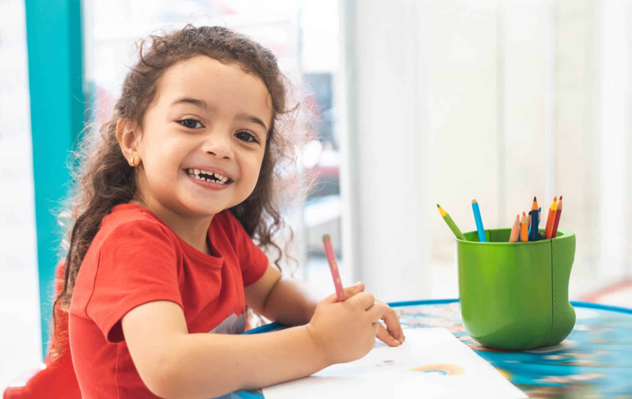 Pre-K student coloring