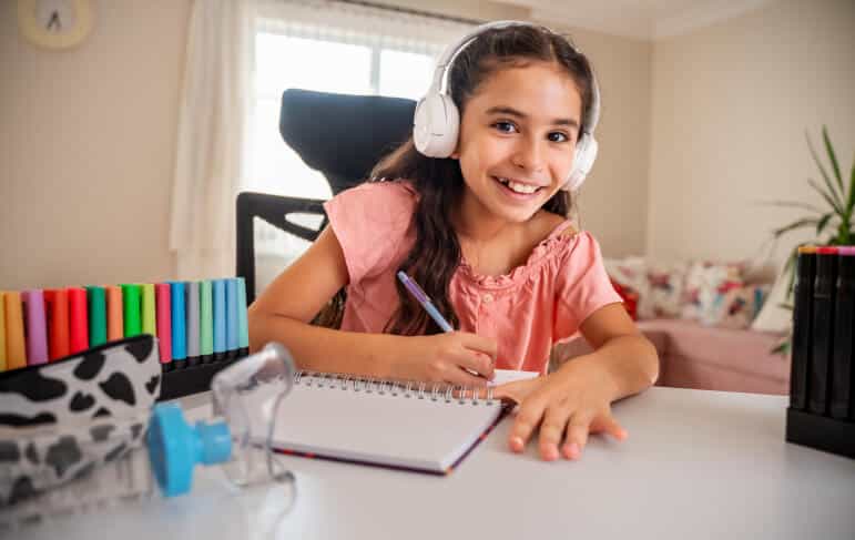 Student studying at home